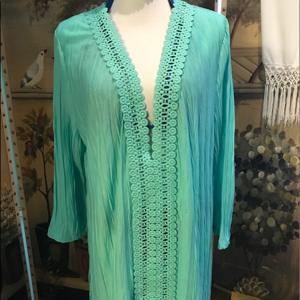 Seafoam Green Low V-Neck Swim Coverup 🏝